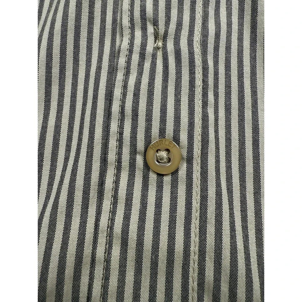 Hurley Shirt Mens XL Beige Brown Striped Button Up Long Sleeve Pocket Skater‎
